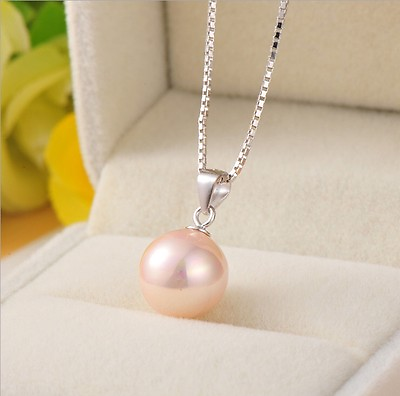 925 Natural White pink Silver Black Pearl Pendant Necklace Fashion Jewelry $5.99