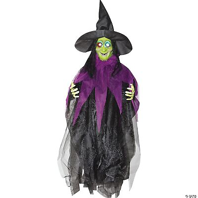 #ad Hanging Witch With Glowing Eyes Decoration decor accessory prop $29.69