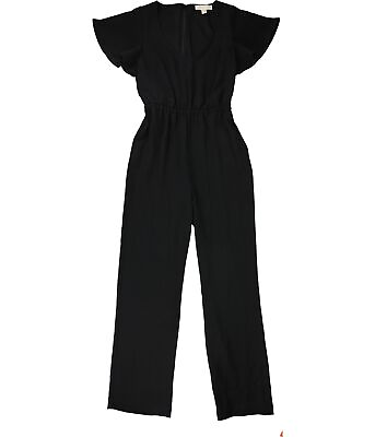 #ad Michael Kors Womens Flutter Sleeve Jumpsuit Black Small $111.83
