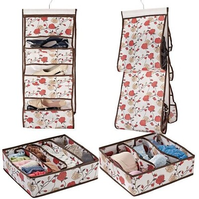 #ad Retro Drawer Handbag Closet Organization 4 Pc Pink Floral Design Storage Home $15.62