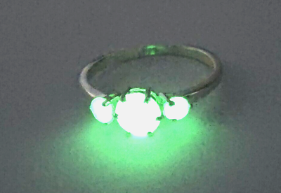 #ad Green Luminous Round Shape Faceted Gemstone Ring Glow in Dark Stone Rinng Gift. $268.58