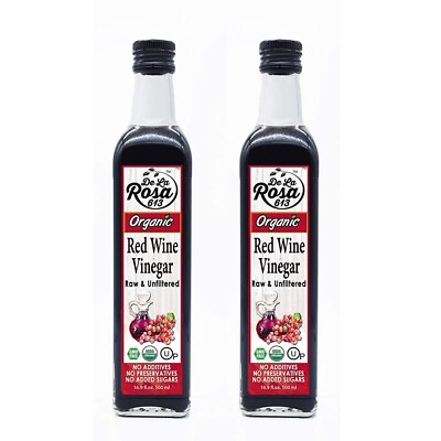 #ad De La Rosa Red Wine Vinegar Organic Raw amp; Unfiltered Kosher 16.9Oz Pack of 2 $26.99