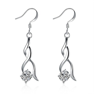 Brand New 925 silver Plated Zircon 8 Figure Earrings For Women Jewelry Gift $4.98