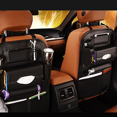 #ad Car Auto Rear Seat Organizer Black For iPad Drink Holder Bag Storage Accessories $28.46