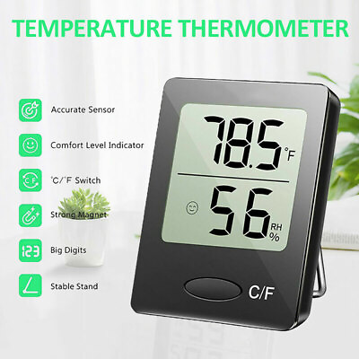#ad Thermometer Digital Room Indoor Hygrometer Temperature Humidity Meter Clock USA $8.99