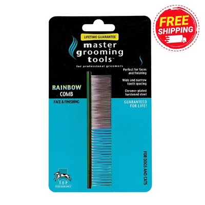 #ad Master Grooming Tools Greyhound Face Finishing 4.5 In Comb Rainbow $12.90