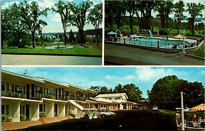 #ad Vtg Bucksport Maine ME Spring Fountain Motel Multi view Swimming Pool Postcard $2.99