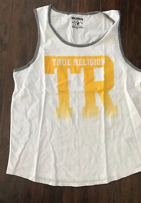 #ad New NO TAG True Religion Men Logo white Tank Shirt Small S $35.00
