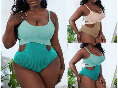 #ad Women#x27;s One piece Contrast Swimwear Bikini Oversize Solid Color Beach Casual $26.59