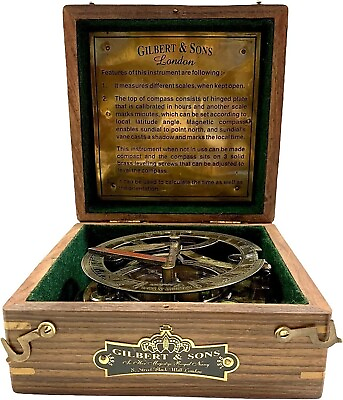 Antique Sundial Compass Nautical Maritime Gilbert amp; Sons London Compass $97.90