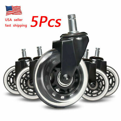 #ad Set of 5 Office Chair Caster Rubber Swivel Wheels Replacement Heavy Duty 3 inch $19.49
