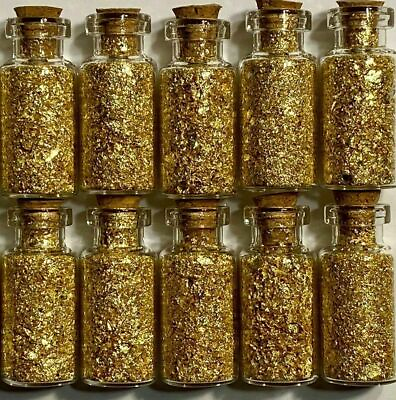 #ad 10 Large Bottles of Gold Leaf Flakes ..... Lowest price online $15.95