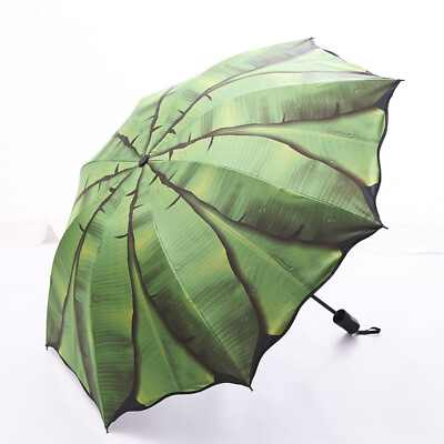 Inner or Outer Banana Leaf Design Dual Purpose Folding Umbrella $24.99