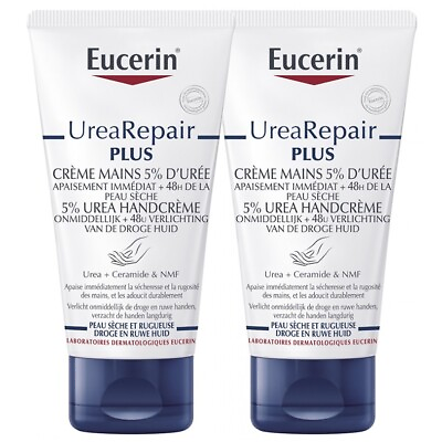 #ad Eucerin UreaRepair Plus Hand Creme 5% Urea Set of 2x75ml Exp: 04 2026 $28.49