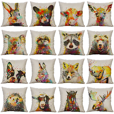 #ad Pillow Covers18x18 Watercolour Animals Design Throw Pillow Case Cushion for Sofa $3.99