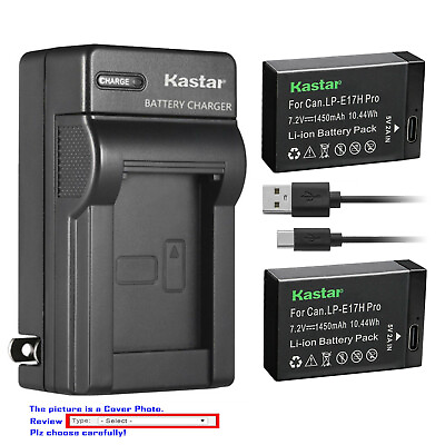 Kastar LP E17H Pro Type C Battery AC Charger for Canon Rebel SL2 EOS Rebel T6i $42.49