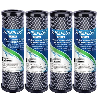 Whole House CTO Carbon Water Filter Cartridge 1 Micron 2.5quot; x 10quot; 4PACK $28.49