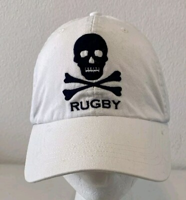 #ad #ad Ralph Lauren Rugby Skull And Crossbones Baseball Hat Cap Discontinued White $79.99