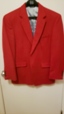 #ad Jos A Bank Fire Engine Red Camel Hair Blazer 42S $70.00