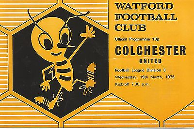#ad Football Programme Watford v Colchester United Div 3 19 3 1975 GBP 1.00