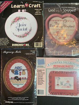 Lot Of 4 VTG Counted Cross Stitch Kits You’re Special Lord Shepherd Powder Room $15.90