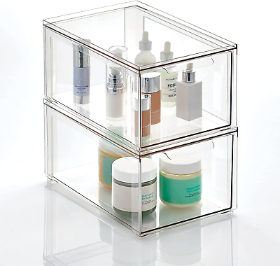 Mdesign Plastic Stackable Cosmetic Storage Large Makeup Organizer Vanity Conta $58.98