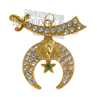Masonic Regalia Rhinestones Shriner Jewels Gold Plated with Rhinestones $35.99