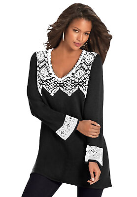 #ad Roaman#x27;s Women#x27;s Plus Size Fit And Flare Tunic Sweater $39.54