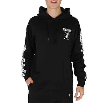 #ad Moschino Fantasy Print Black Logo Tape Technical Strech Fleece Sweatshirt Brand $373.98