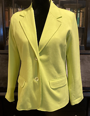 #ad Sag Harbor Stretch 2 Button Jacket Blazer 6p Petite Lime Green Long Sleeve $7.99