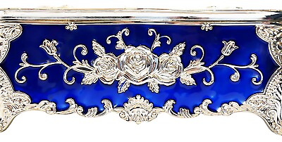 #ad Luxury Tissue Box Silver Royal Blue Tissue Size Bathroom Bedroom Livingroom $36.99