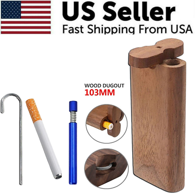 #ad Wooden Dugout Pipe Self Cleaning Metal Bat Poker Smoking Pipe One Hitter Kit US $6.99