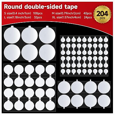 #ad Glue Dots Double Sided 204 PCS Multiple Sizes Clear Double Sided Tape Heavy ... $20.76
