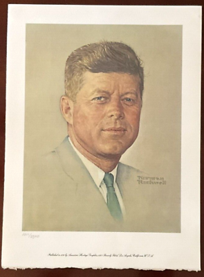 #ad NORMAN ROCKWELL Lithograph of JOHN F KENNEDY Signed Numbered Limited Edition JFK $249.00