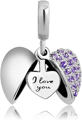 Authentic I Love You Heart Charm Beads Suits Pandora Bracelet Mom Wife Gift NEW $15.89