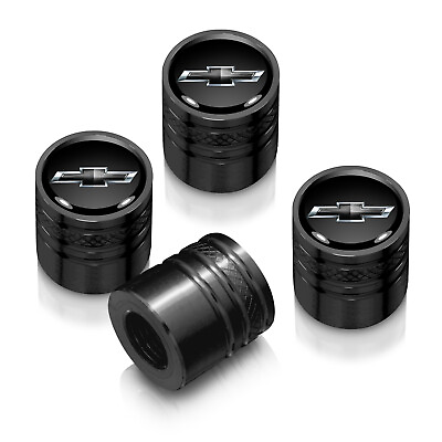 #ad Chevrolet Black Logo Black on Black Aluminum Cylinder Tire Valve Stem Caps $20.99