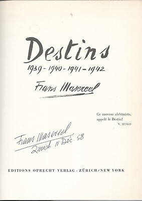 #ad Frans Masereel Destins 1939 1940 1941 1942 ERSTAUSGABE v. 1943 SIGNIERT DATIERT EUR 275.00