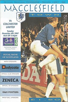 #ad Football Programme Macclesfield Town v Colchester United Div 3 4 11 1997 GBP 1.00
