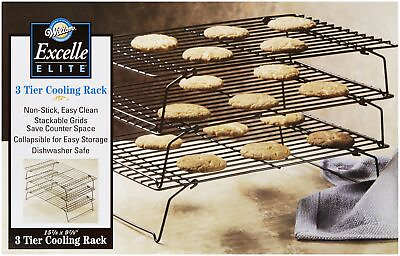 #ad Wilton Excelle Elite 3 Tier Cooling Rack for Cookies Cake and More Black $20.99
