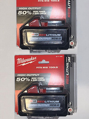 #ad #ad 2Pack Milwaukee M18 RedLithium High Output XC8.0 Battery Black 48 11 1880 NEW $165.00