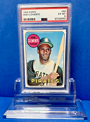 #ad 1969 Topps Bob Clemente On Card #50 Roberto Clemente PSA 6 Pittsburgh Pirates $139.95