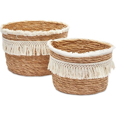 #ad Bohemian Woven Baskets for Storage Home Decor in 2 Sizes 2 Pack $26.89