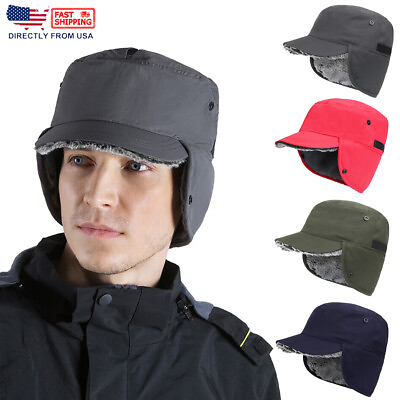#ad Men Winter Baseball Cap Winter Hats With Ear Flaps Thermal Warm Snow Ski Cap Hat $11.99