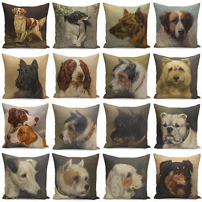 #ad 18#x27;#x27; Dog Print Cotton Linen Throw Pillow Case Cushion Cover Sofa Home Decor $3.99