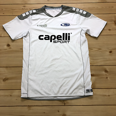 #ad Capelli White Graphic Capelli Sport Athletic Fit Polyester T shirt Adult Size L $20.00
