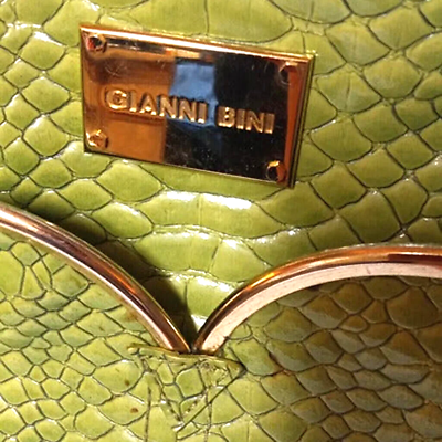 #ad Vintage Gianni Bini woman#x27;s purse Green snake handbag Boho retro designer vegan $12.00