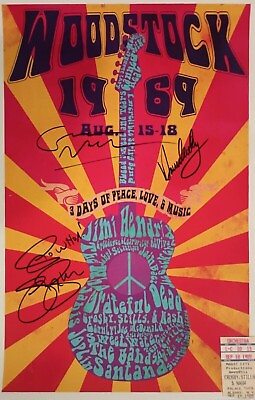 #ad WOODSTOCK Poster 11x17inch 1969 Reproduction with Facsimile Autographs #3 $16.95
