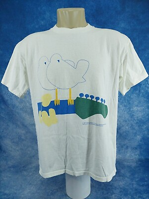 #ad Vintage 90#x27;s Gem Print T shirt Woodstock Peace amp; Music 94 Size:L $100.00