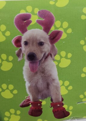 Pet Holiday Dog Reindeer Antlers Ears Headband Booties Christmas Med Large New $4.99