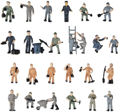 #ad Acxico 25pcs Simulation Train Track Railroad Worker Model People Figures with To $18.21